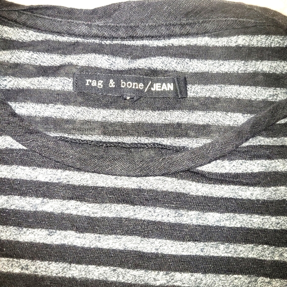 Rag & Bone Striped and Colorblock Black Grey T-shirt - Picture 3 of 6